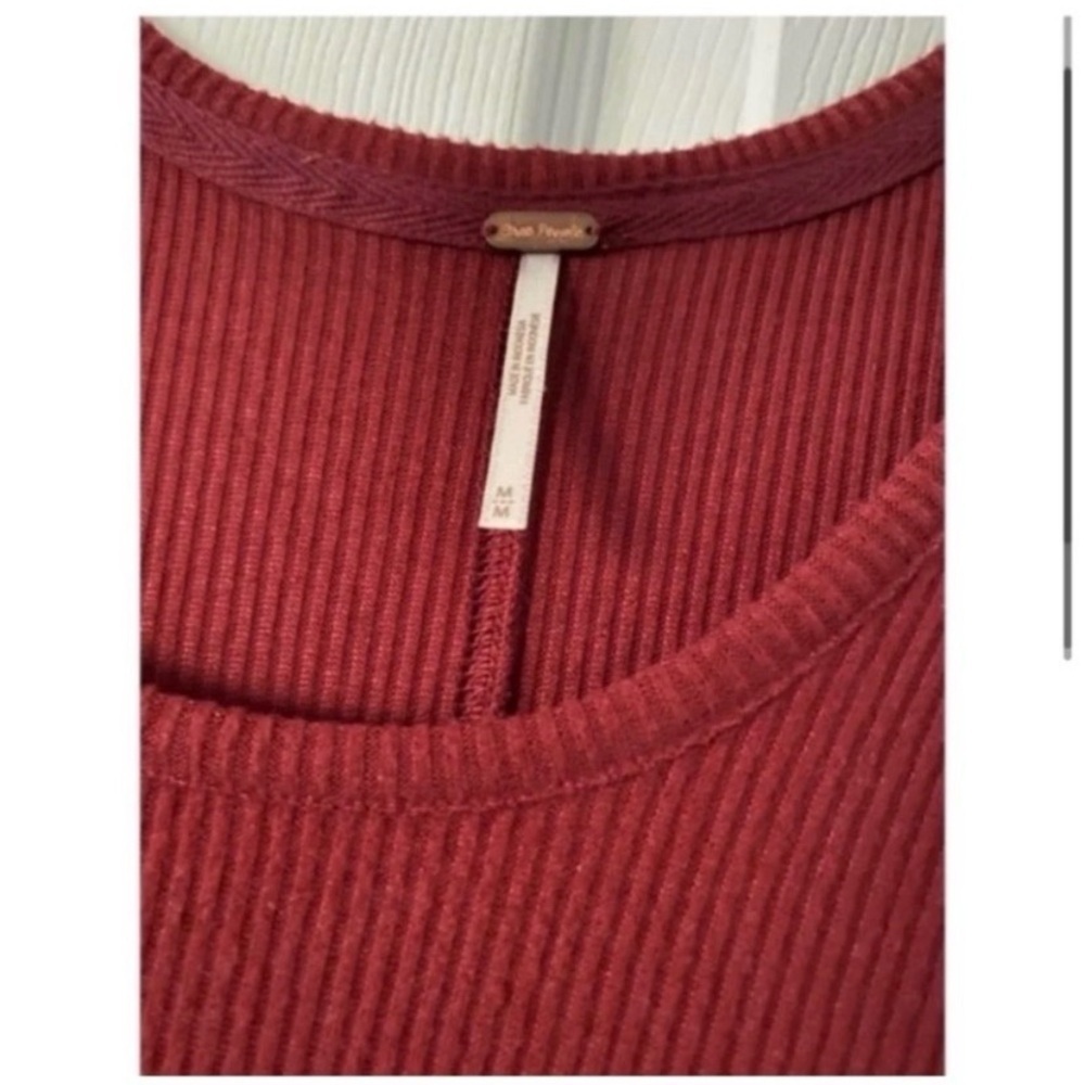 FREE PEOPLE Maroon Red Ribbed T Shirt Dress - Picture 3 of 5